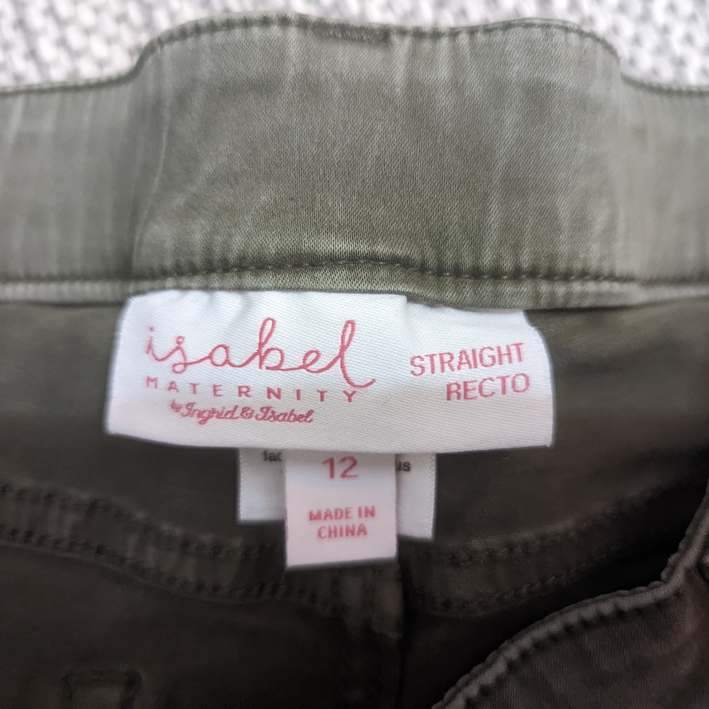 Isabel Maternity Crossover Panel Jeggings Olive Green Moto Pants - Picture 3 of 4